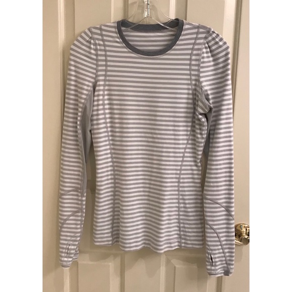 lululemon athletica Tops - Rare Lululemon Striped Long Sleeve Running Crew